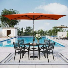 10 x 6.6ft Rectangle Patio Table Umbrella Outdoor Market Umbrella with 6 Steel Ribs and Crank Handle, Navy Blue (Color: Orange)