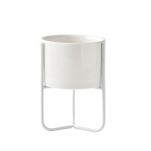 Gold-plated Iron Vase Simple Iron Frame Ceramic Flower Pot