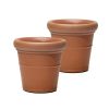 Claremont 18" Tall 2pk Black Round Indoor Outdoor Plastic Flower Planter