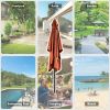10 x 6.6ft Rectangle Patio Table Umbrella Outdoor Market Umbrella with 6 Steel Ribs and Crank Handle, Navy Blue