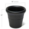 Claremont 18" Tall 2pk Black Round Indoor Outdoor Plastic Flower Planter