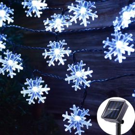 LED Solar Snowflake Light String Garden Christmas Tree Decoration (Option: White snowflakes-7meters 50lights with eight)