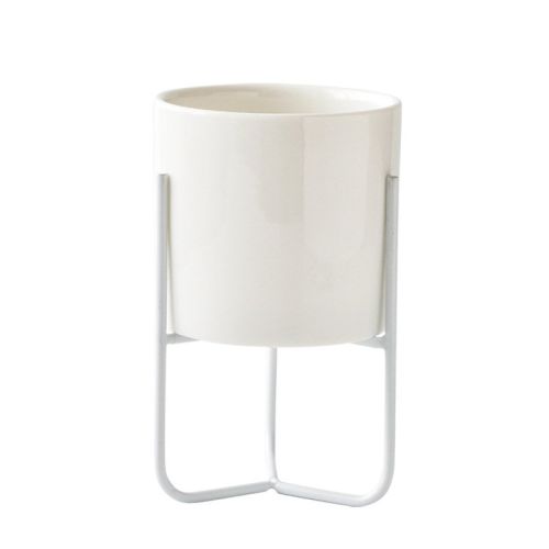 Gold-plated Iron Vase Simple Iron Frame Ceramic Flower Pot