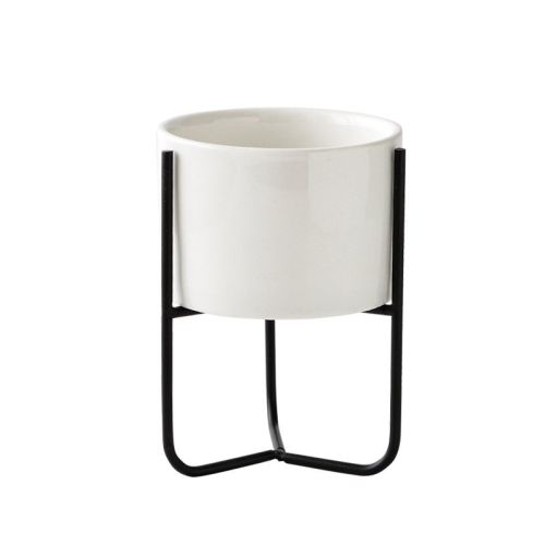 Gold-plated Iron Vase Simple Iron Frame Ceramic Flower Pot